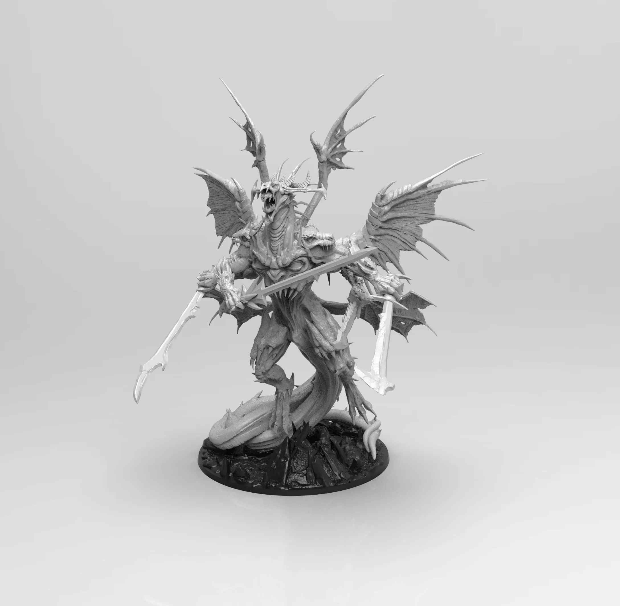 A479 - Legendary creature design, The Dragon warrior statue, STL 3D model design print download files