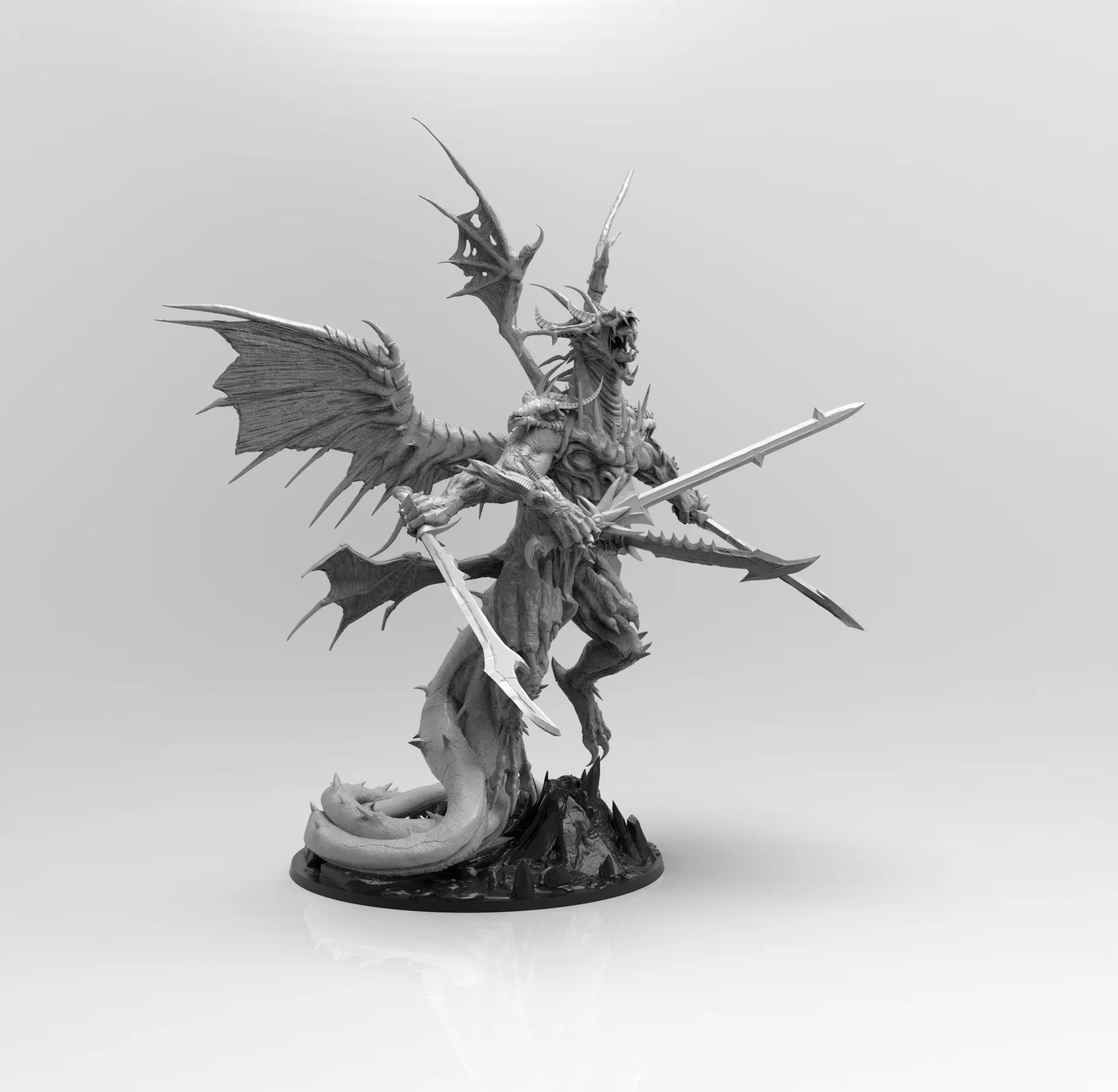 A479 - Legendary creature design, The Dragon warrior statue, STL 3D model design print download files