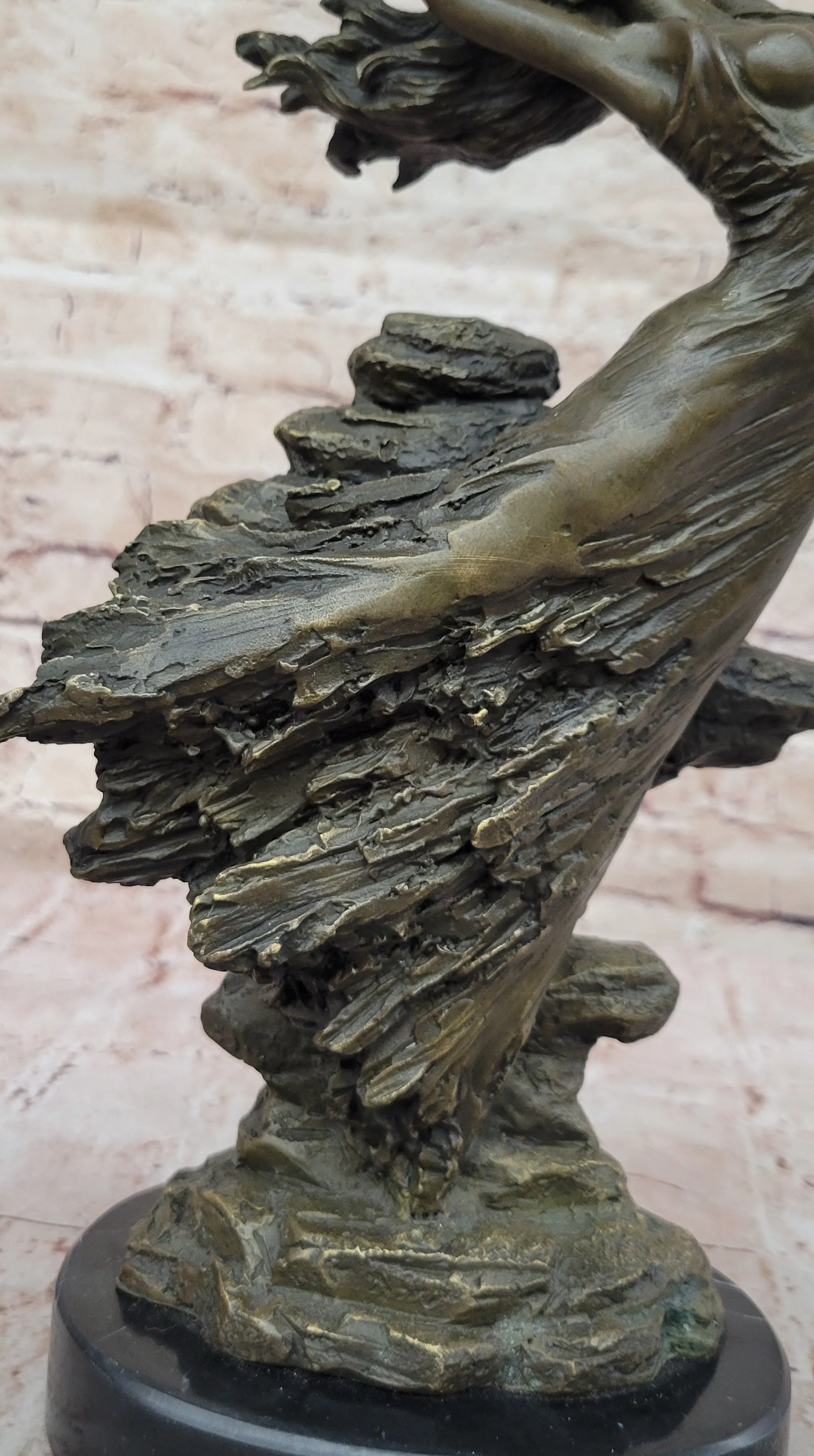 Abstract Art Nouveau Bronze Sculpture of a Woman Dancing Among the Rocks by Vitaleh