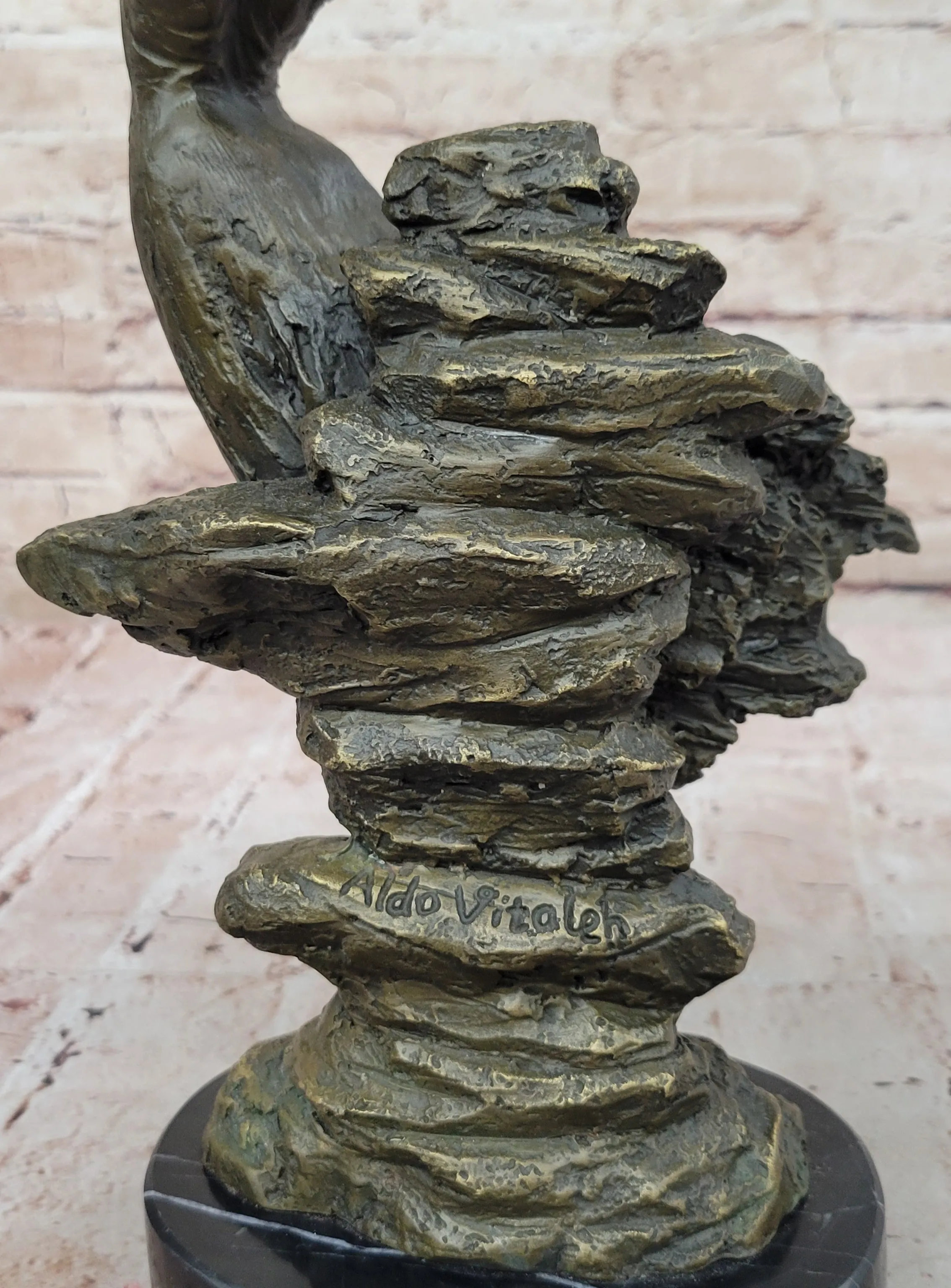 Abstract Art Nouveau Bronze Sculpture of a Woman Dancing Among the Rocks by Vitaleh