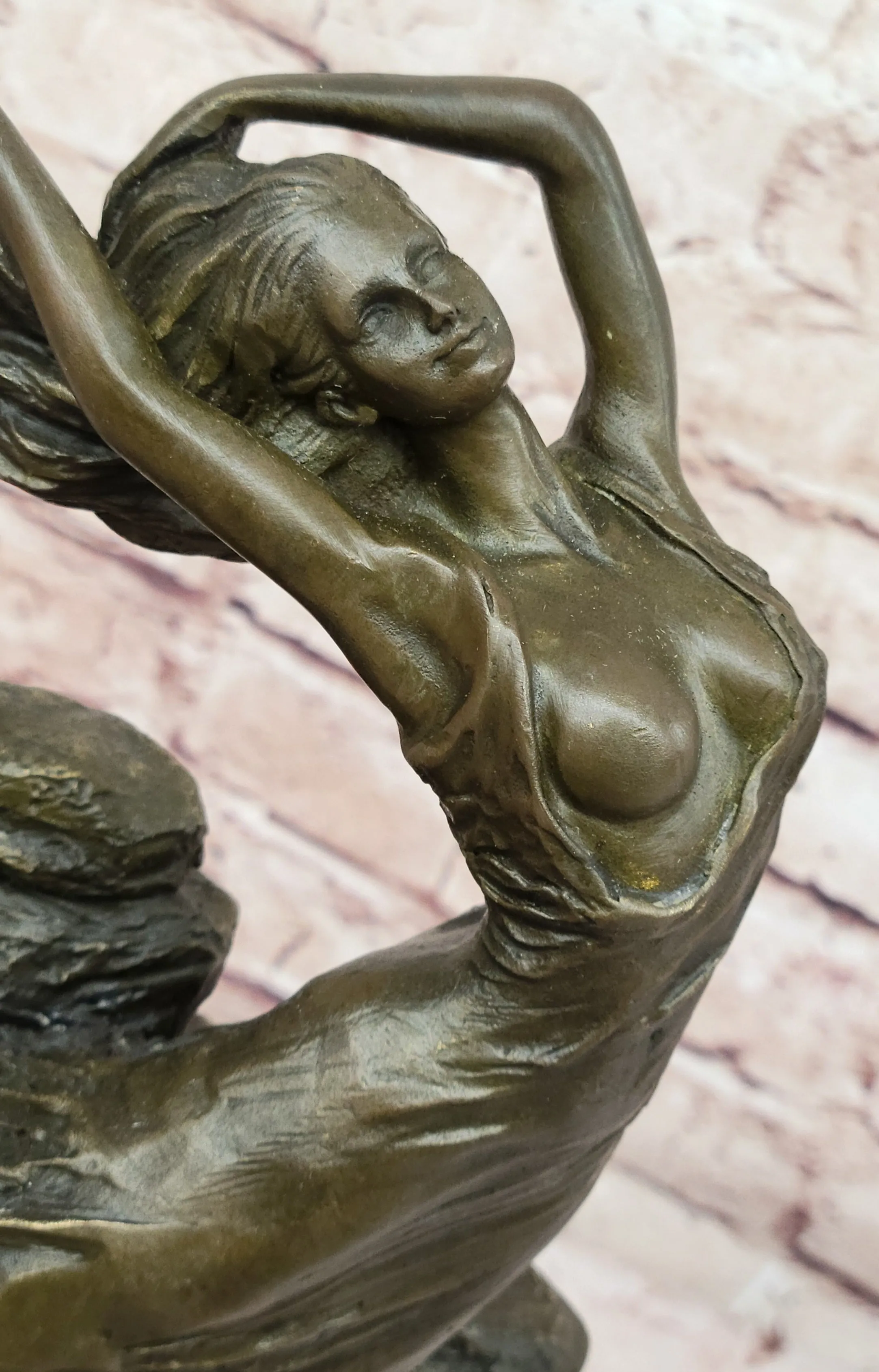 Abstract Art Nouveau Bronze Sculpture of a Woman Dancing Among the Rocks by Vitaleh