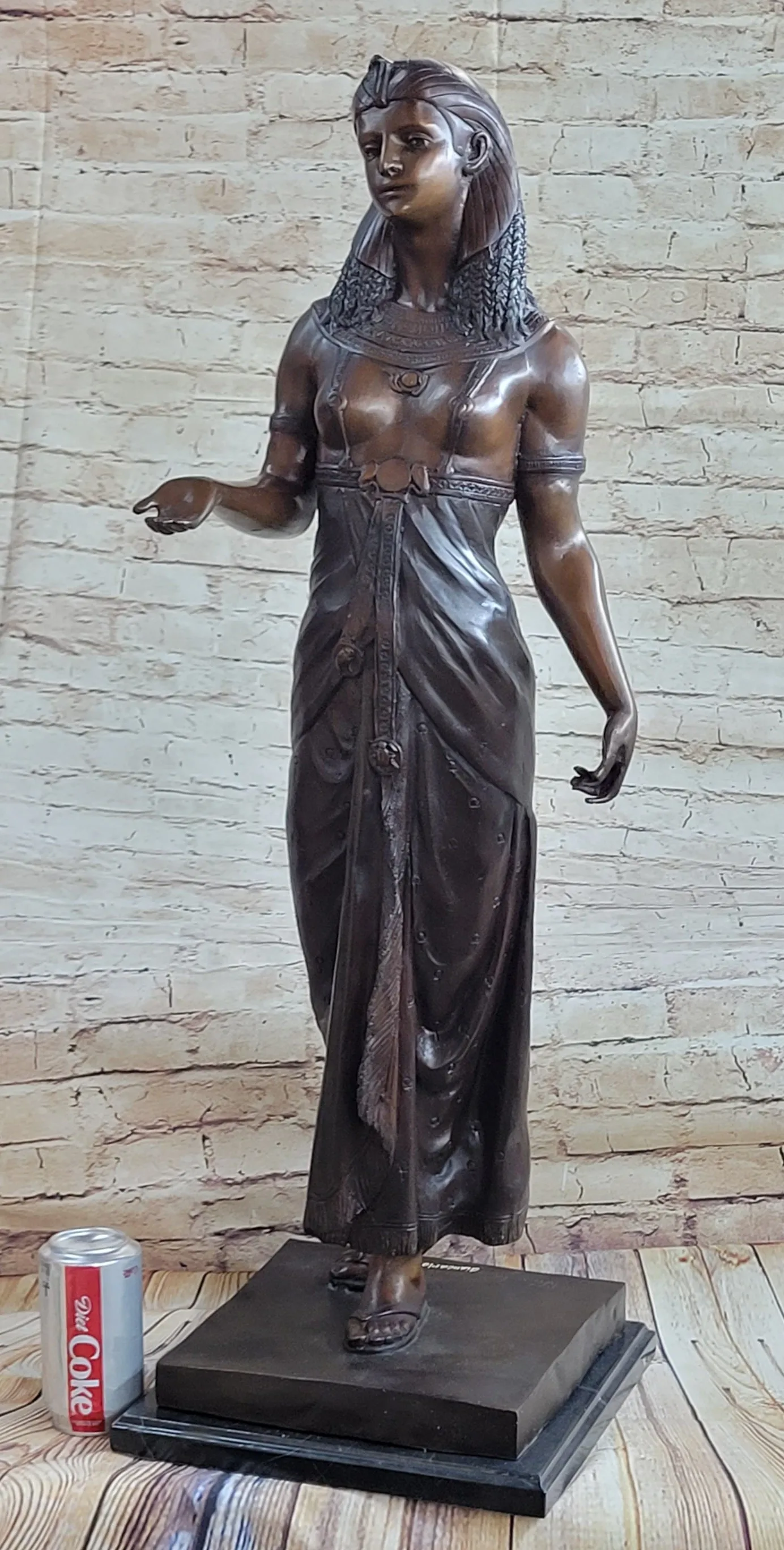 Cleopatra Egyptian Pharaoh Queen Bronze Statue Sculpture Egypt Decor 34" x 11"
