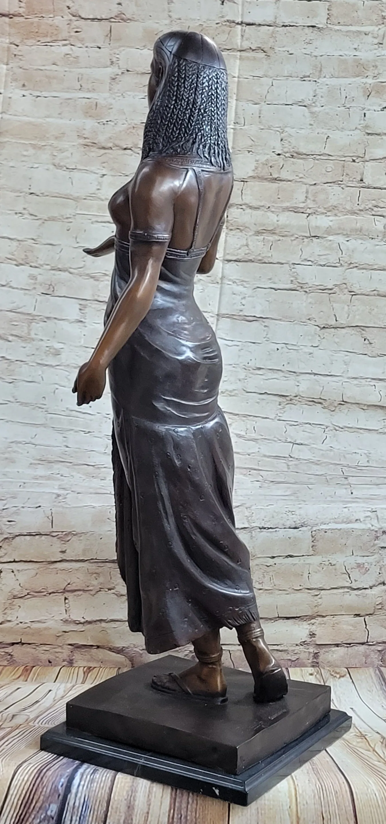 Cleopatra Egyptian Pharaoh Queen Bronze Statue Sculpture Egypt Decor 34" x 11"