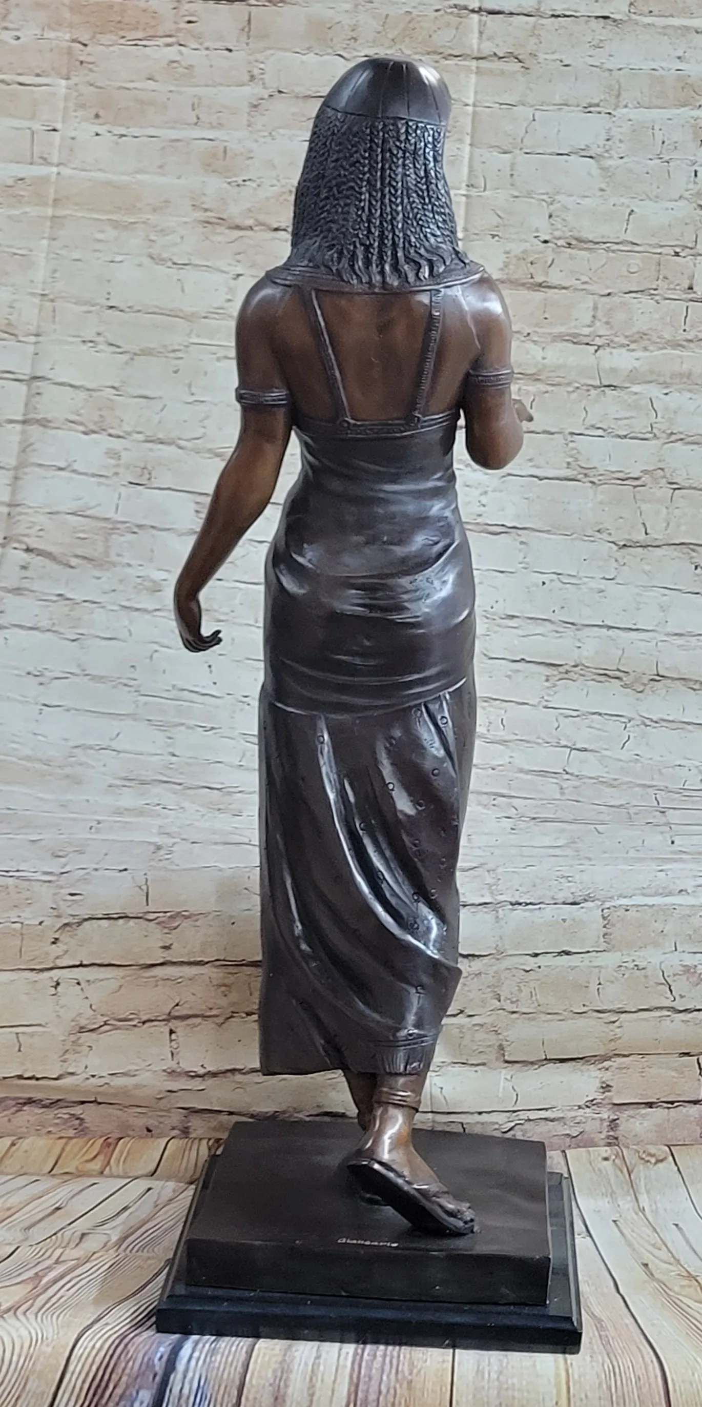 Cleopatra Egyptian Pharaoh Queen Bronze Statue Sculpture Egypt Decor 34" x 11"