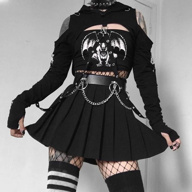 Dark gothic vampire figure print wrapped top tube top cami vest