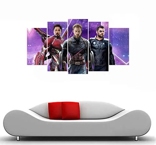 DivineDesigns™ Captain, Thor & Iron Man Pieces Sticker (Cover Area :- 37 X 20 inch) | Wall Sticker for Living Room/Bedroom/Office and All Decorative Stickers