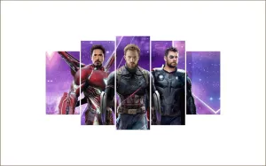DivineDesigns™ Captain, Thor & Iron Man Pieces Sticker (Cover Area :- 37 X 20 inch) | Wall Sticker for Living Room/Bedroom/Office and All Decorative Stickers