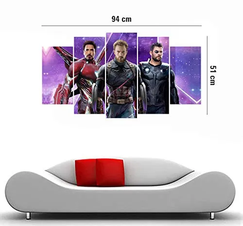 DivineDesigns™ Captain, Thor & Iron Man Pieces Sticker (Cover Area :- 37 X 20 inch) | Wall Sticker for Living Room/Bedroom/Office and All Decorative Stickers
