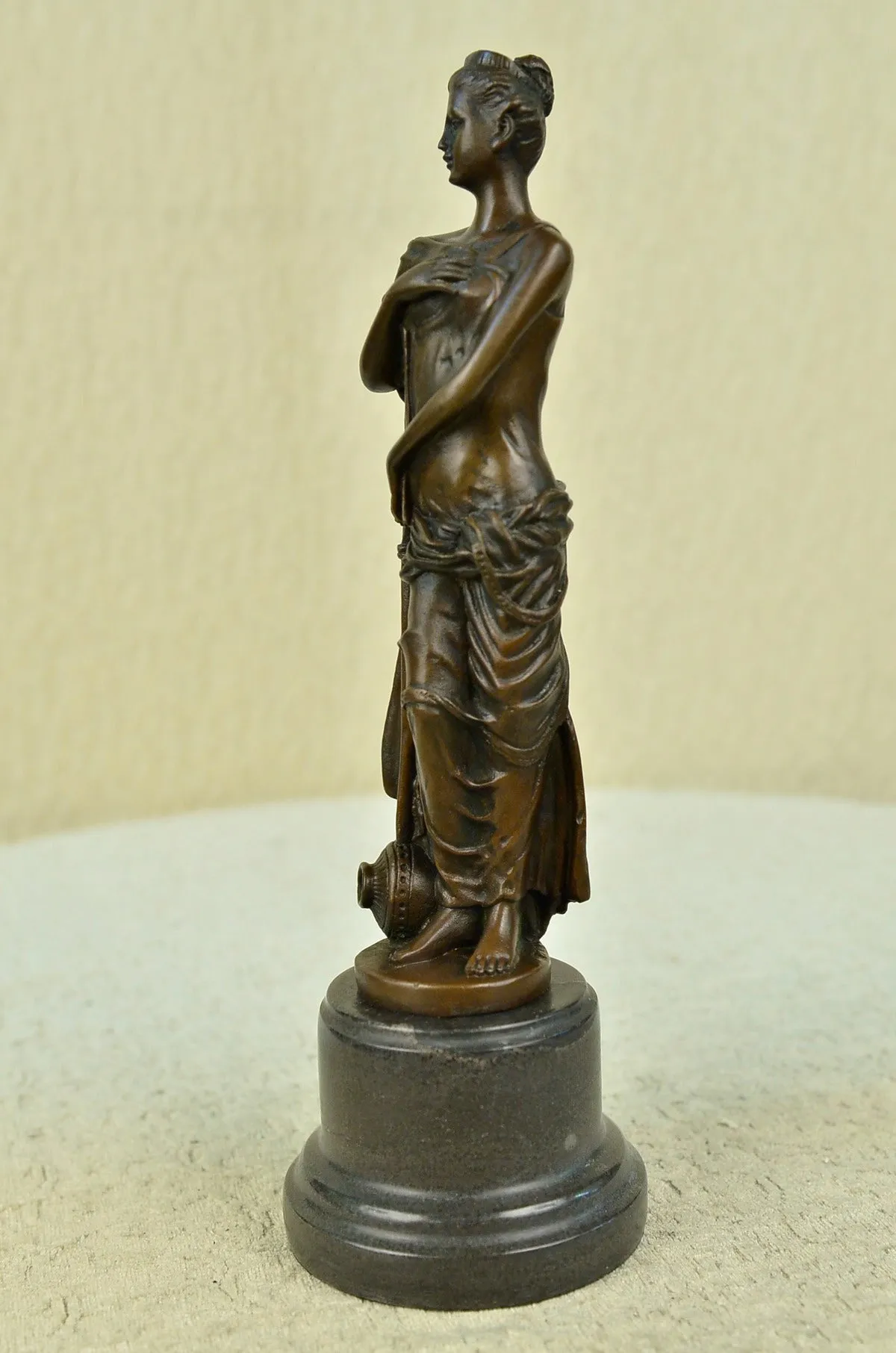 Original Signed English Royal Queen Bronze Sculpture Marble Base Figurine Decor