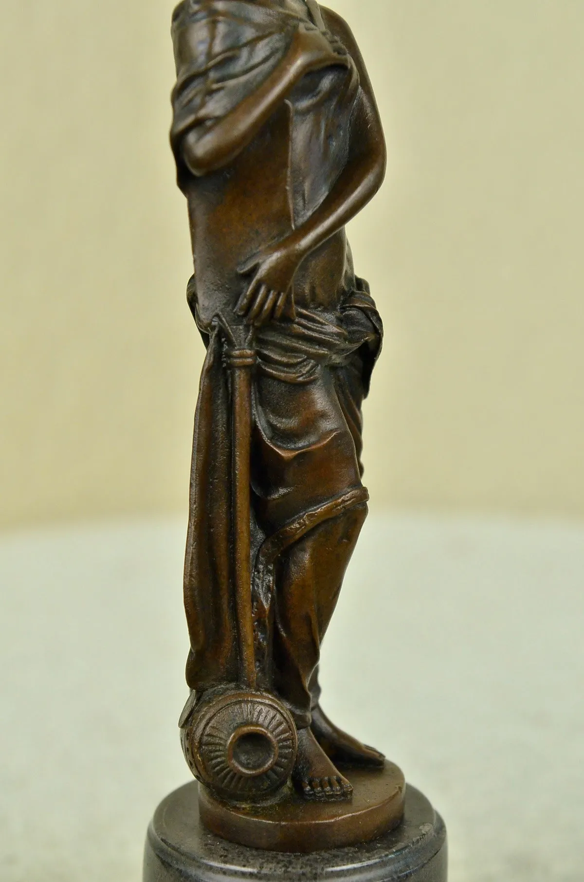 Original Signed English Royal Queen Bronze Sculpture Marble Base Figurine Decor