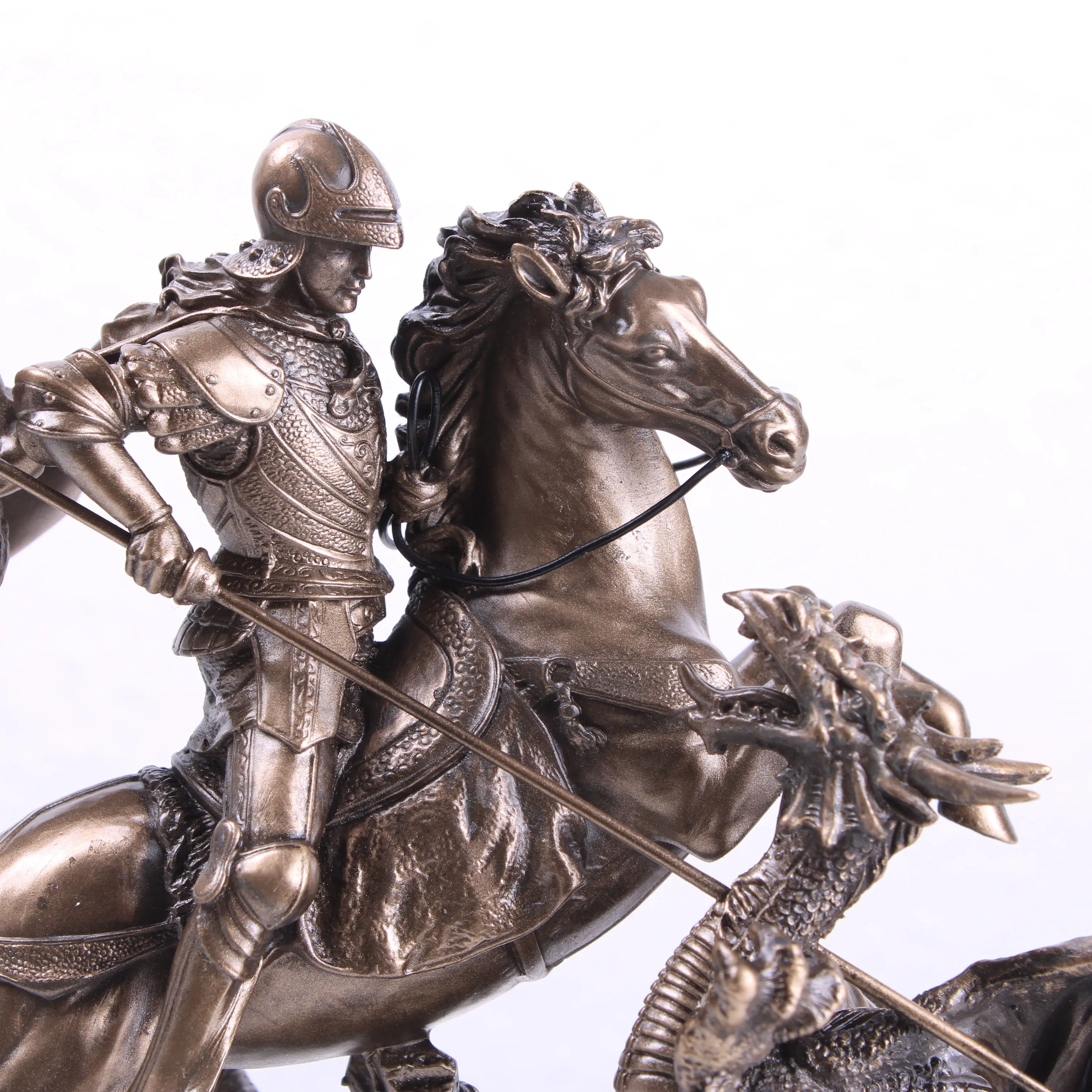 Saint George Killing the Dragon Statue (Small - Cold Cast Bronze Sculpture)