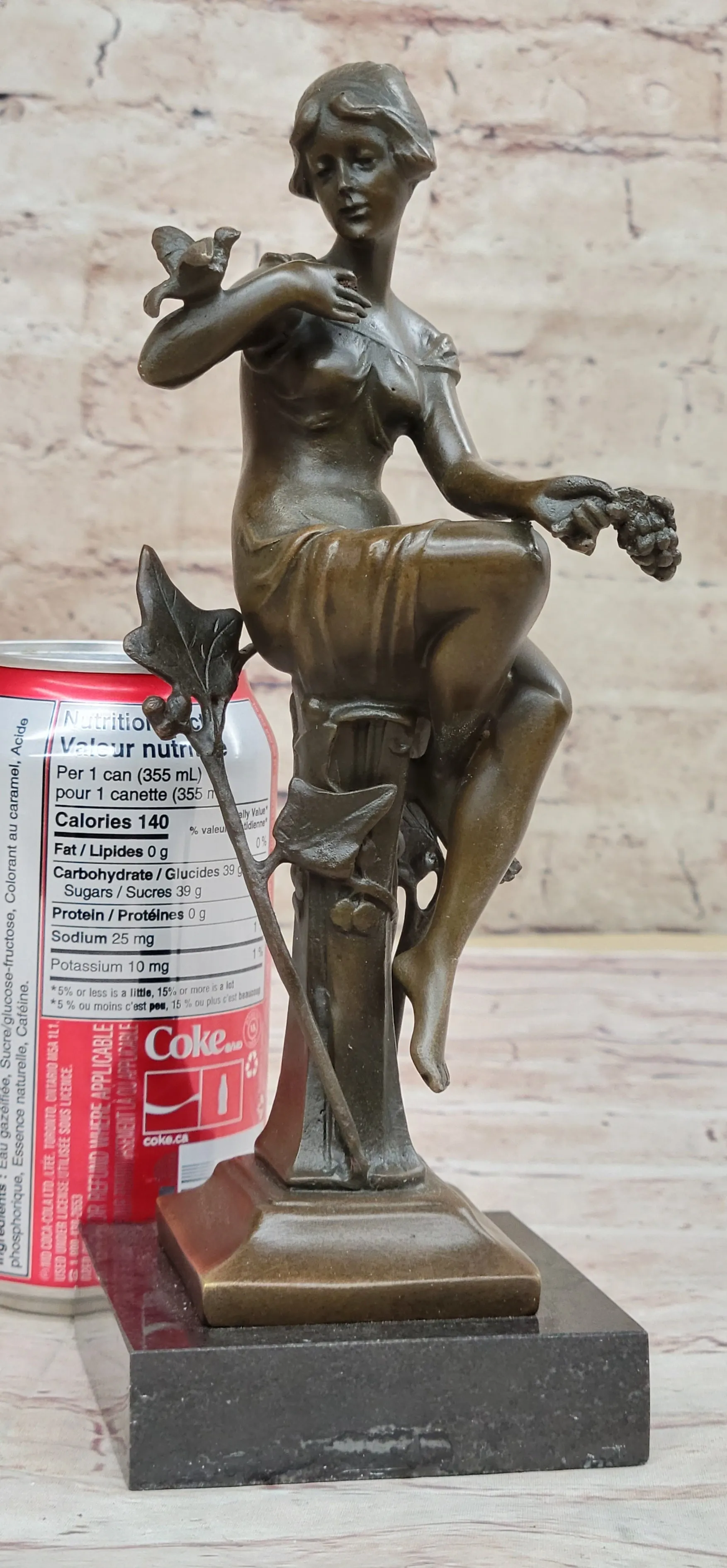 Signed Original 1930 Style Exotic Sexy Girl Bronze Sculpture Statue Figure Decor
