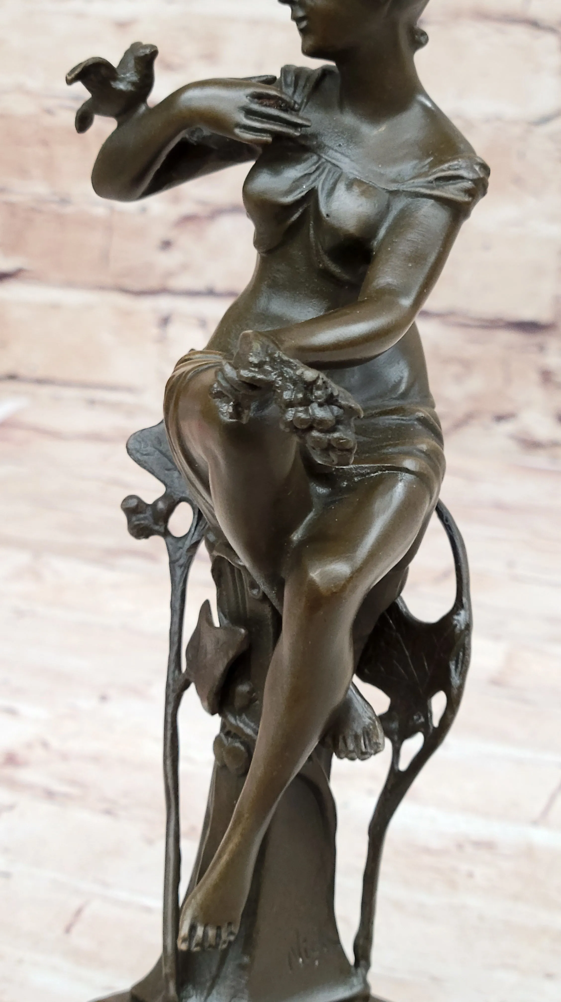 Signed Original 1930 Style Exotic Sexy Girl Bronze Sculpture Statue Figure Decor