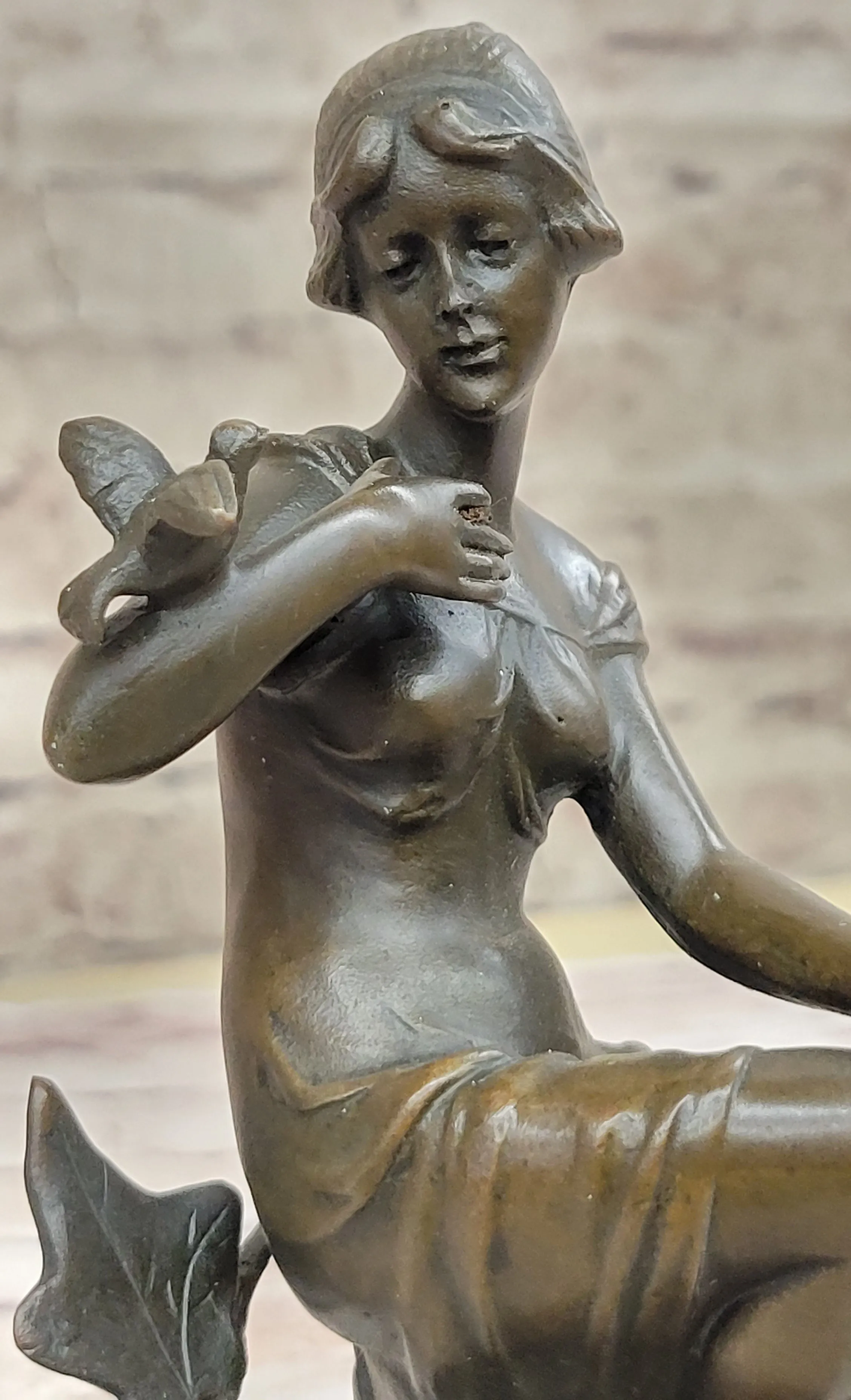 Signed Original 1930 Style Exotic Sexy Girl Bronze Sculpture Statue Figure Decor