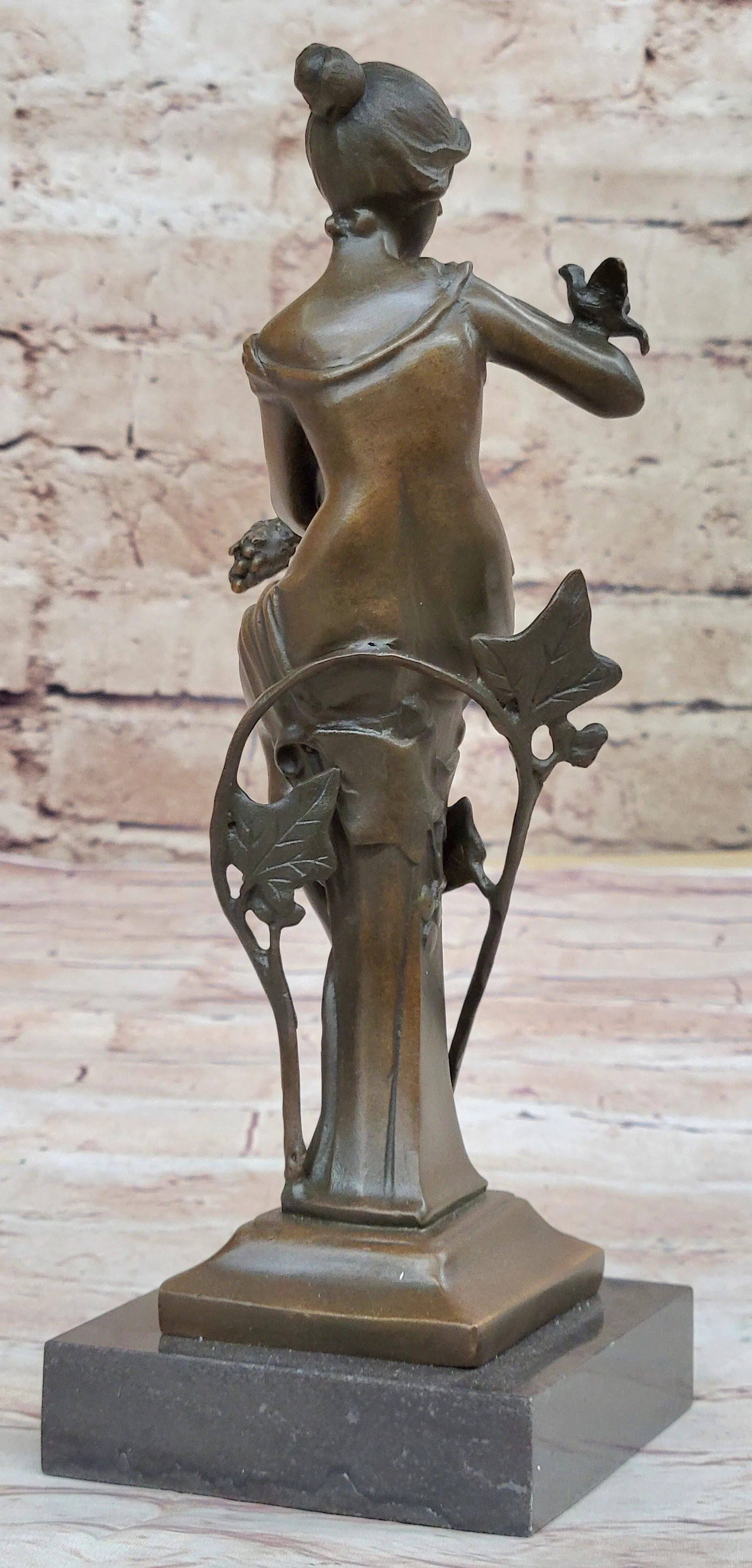 Signed Original 1930 Style Exotic Sexy Girl Bronze Sculpture Statue Figure Decor