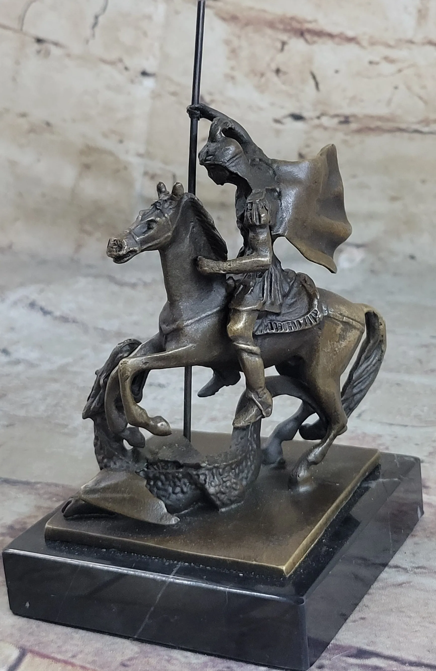 St. George Dragon Slayer Bronze Statue Military Saint Catholic Patron Sculpture