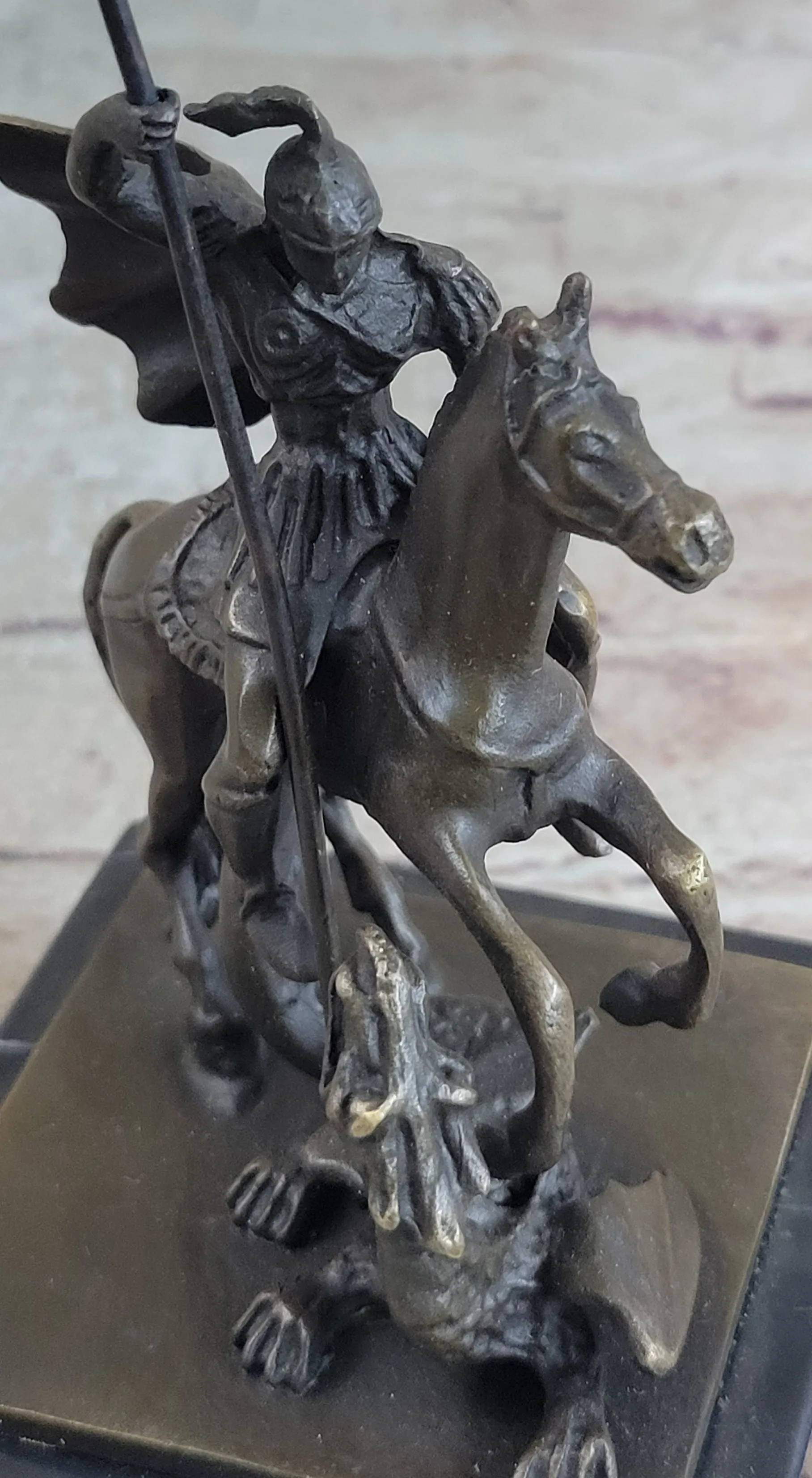 St. George Dragon Slayer Bronze Statue Military Saint Catholic Patron Sculpture