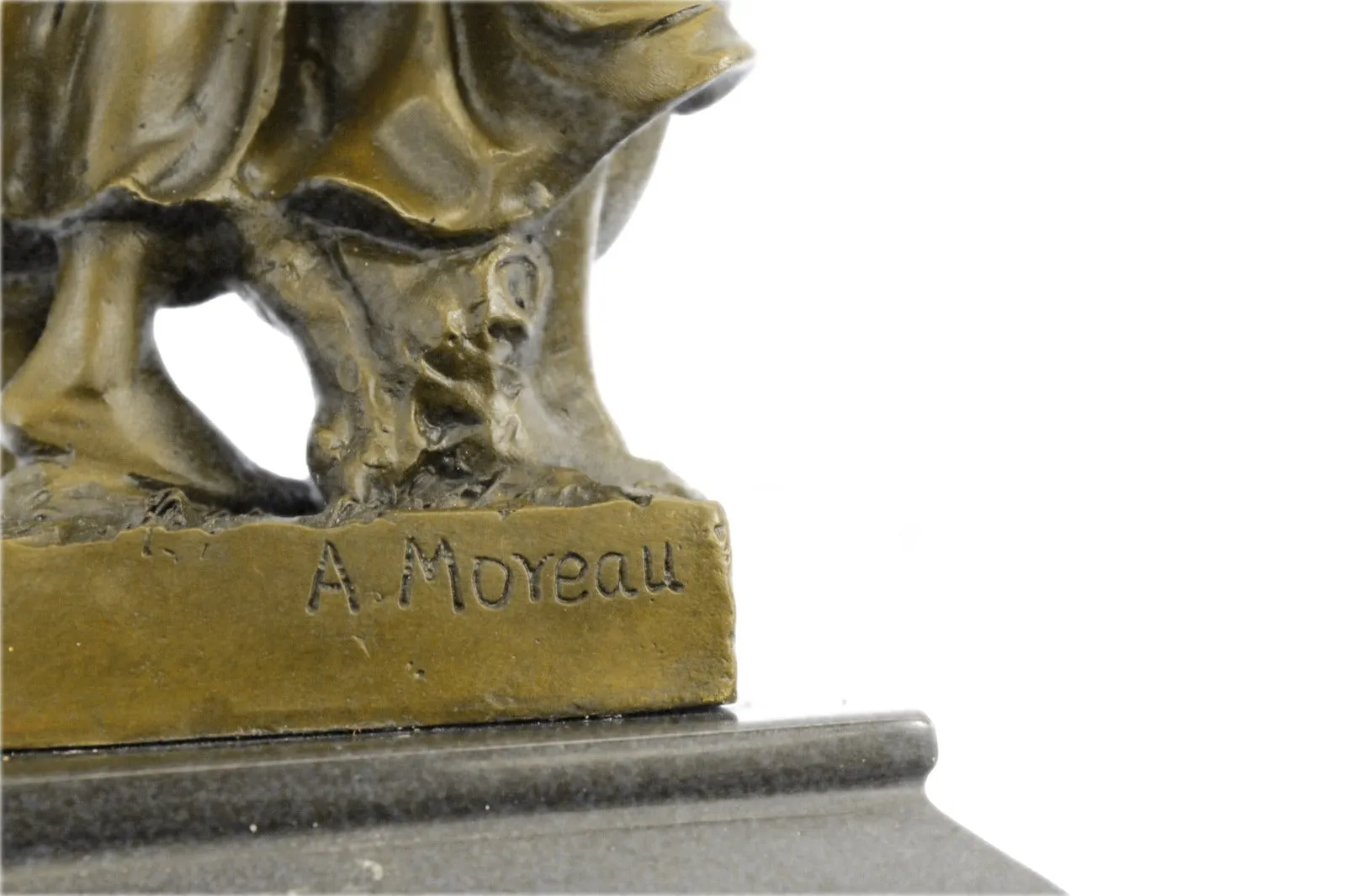 Two Sisters Bronze Metal Statue Sculpture Classic Elegant Decor on Marble Base Moreau