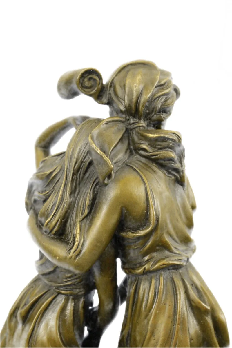 Two Sisters Bronze Metal Statue Sculpture Classic Elegant Decor on Marble Base Moreau